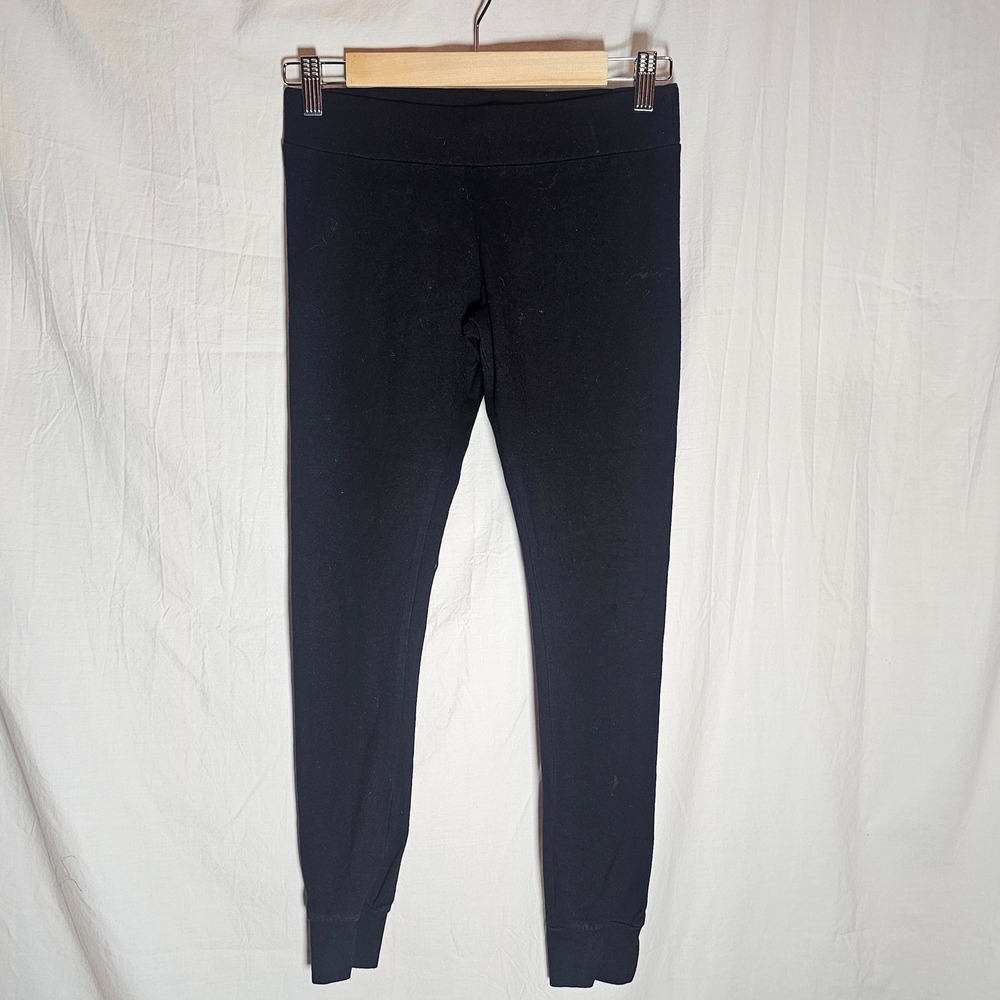 Monrow Womens Black Cotton Spandex Cuffed Leggings Joggers XS Made in USA